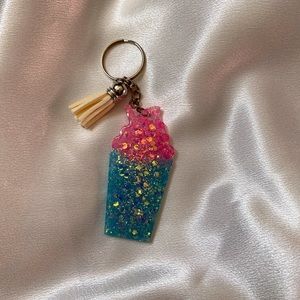 Smoothie glitter tassel keychain unique boutique